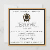 Carte African American Boy Black/Gold Anniversaire éléga (Dos)