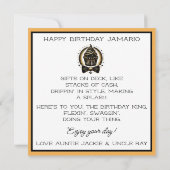 Carte African American Boy Black/Gold Anniversaire éléga (Dos)