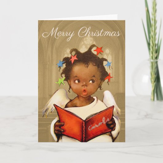 Carte African American Cherub Christmas Greeting Card (Devant)