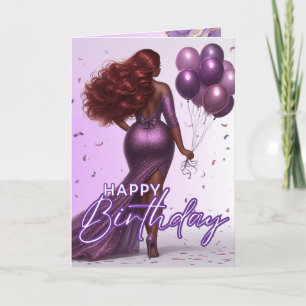 Carte African American Curvy Woman Purple Glam Anniversa