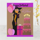 Carte African American Daughter & Cake (Fleur jaune)