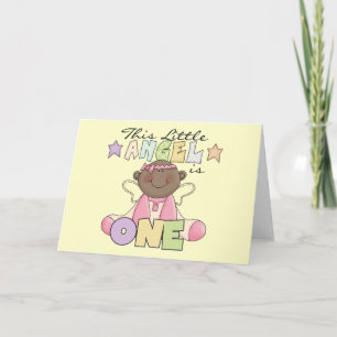 Carte African American Girl Angel 1er anniversaire