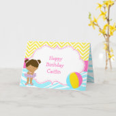 Carte African American Girl Pool Party Bash Anniversaire (Fleur jaune)