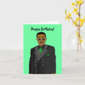 Carte African American Guy Suit & Cravate Anniversaire (Fleur jaune)