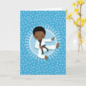 Carte African American Karate Boy Judo Martial Arts (Fleur jaune)