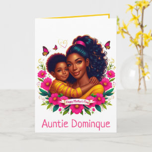 Carte African American Mom & Son Bonne fête des mères