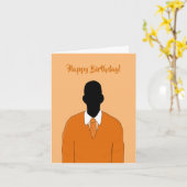 Carte African American Orange Suit & Cravate Homme Anniv (Fleur jaune)