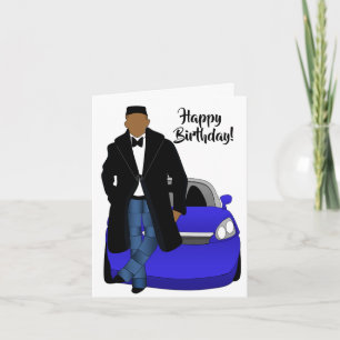 Carte African American Papa Black Coat Joyeux anniversai