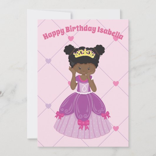 Carte African American Princess Cute Custom Anniversaire (Devant)