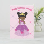 Carte African American Princess Cute Custom Anniversaire (Debout devant)