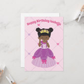 Carte African American Princess Cute Custom Anniversaire (Devant/Arrière en situation)