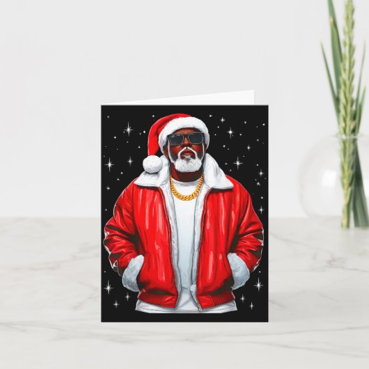 Carte African American Santa Christmas Pajamas Cool Blac (Devant)