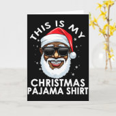 Carte African American Santa Claus Christmas Pajama Shir (Fleur jaune)