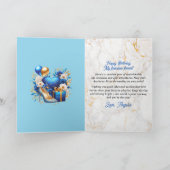 Carte African American Woman Blue & Gold Anniversaire (Intérieur)