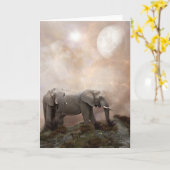 Carte African Elephants Greeting Card (Fleur jaune)