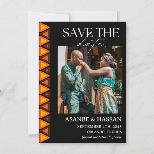 Carte African Ethnic Pattern Wedding Save the Date Card (Devant)