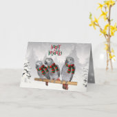 Carte African Grey Parrot Baby Christmas (Fleur jaune)