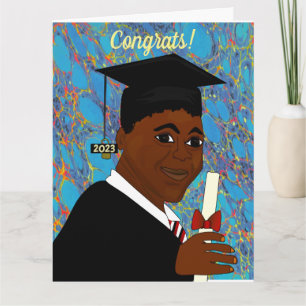 Carte Afro-Américain Noir Homme Grad Graduation