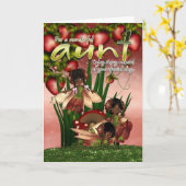 Carte Afro-Américaine Anniversaire - Tante - Lune  (Fleur jaune)