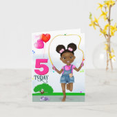 Carte Afro-Américaine Ski Anniversaire (Fleur jaune)