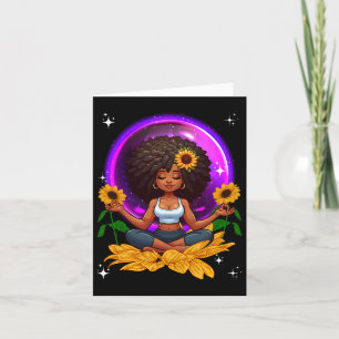 Carte Afro Femme Yoga Sunflowers Costume Fitness Fier B
