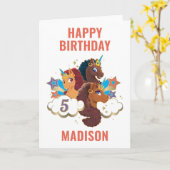 Carte Afro Unicorn | Filles magiques Anniversaire (Fleur jaune)