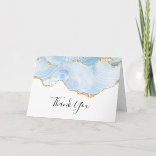 Carte Agate bleu cool avec Parties scintillant or Merci