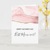 Carte Agate rose vierge avec ruban d'or Fête des mères (Fleur jaune)