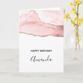Carte Agate rose vierge avec ruban or élégant Anniversai (Fleur jaune)