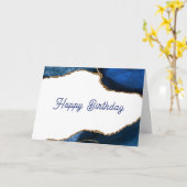 Carte Agate Saphir avec Veines d'Or Anniversaire (Fleur jaune)