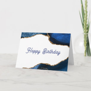 Carte Agate Saphir avec Veines d'Or Anniversaire