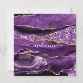 Carte Agate Violet violet or Parties scintillant Géode N (Dos)