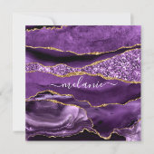 Carte Agate Violet violet or Parties scintillant Géode N (Devant)