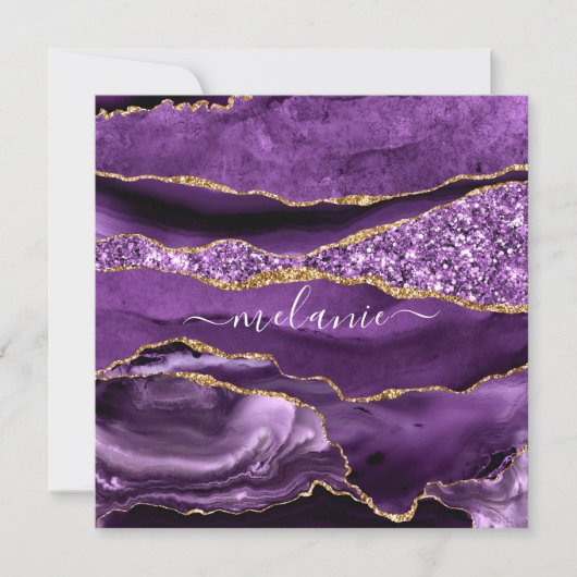 Carte Agate Violet violet or Parties scintillant Géode N (Devant)