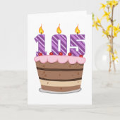 Carte Âge 105 sur le gâteau d'anniversaire (Fleur jaune)
