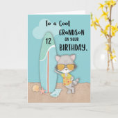 Carte Âge 12 Grand-fils Anniversaire Plage Amusante Cool (Fleur jaune)