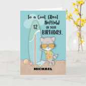 Carte Âge 12 Great Nephew Anniversaire Plage Funny Racco (Fleur jaune)