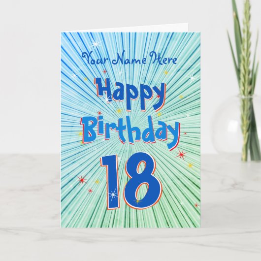 Carte Age 18 Fun 3D Blue Chill modifiable 18e anniversai (Devant)