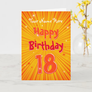 Carte Âge 18 Fun Orange Sunburst modifiable 18e annivers
