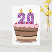 Carte Âge 20 sur le gâteau d'anniversaire (Fleur jaune)