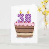 Carte Âge 38 sur gâteau d'anniversaire (Fleur jaune)