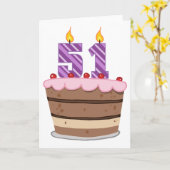 Carte Âge 51 sur le gâteau d'anniversaire (Fleur jaune)