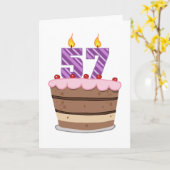 Carte Âge 57 sur le gâteau d'anniversaire (Fleur jaune)