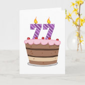 Carte Âge 77 sur le gâteau d'anniversaire (Fleur jaune)