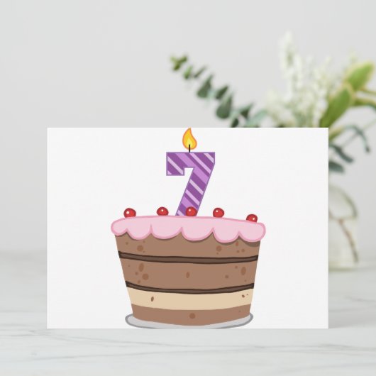 Carte Âge 7 sur le gâteau d'anniversaire (Debout devant)