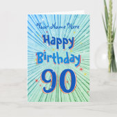 Carte Age 90 Fun 3D Blue Chill éditable 90e anniversaire (Devant)