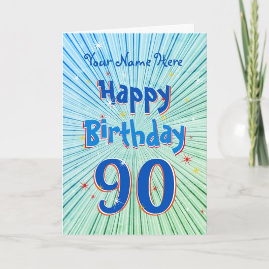 Carte Age 90 Fun 3D Blue Chill éditable 90e anniversaire (Devant)