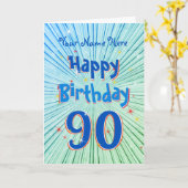 Carte Age 90 Fun 3D Blue Chill éditable 90e anniversaire (Fleur jaune)