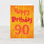 Carte Âge 90 Fun Radial Sunburst Orange 90e anniversaire (Devant)