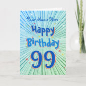 Carte Age 99 Fun 3D Blue Chill éditable 99e anniversaire (Devant)